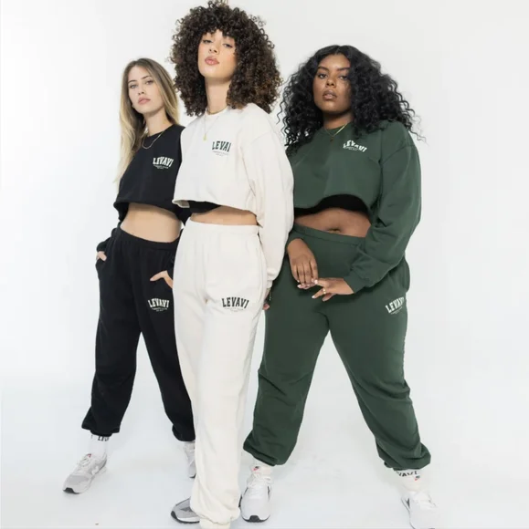 Levavi Varsity Club Made in USA Cotton Sweatpants Medium Bone - Picture 14 of 14